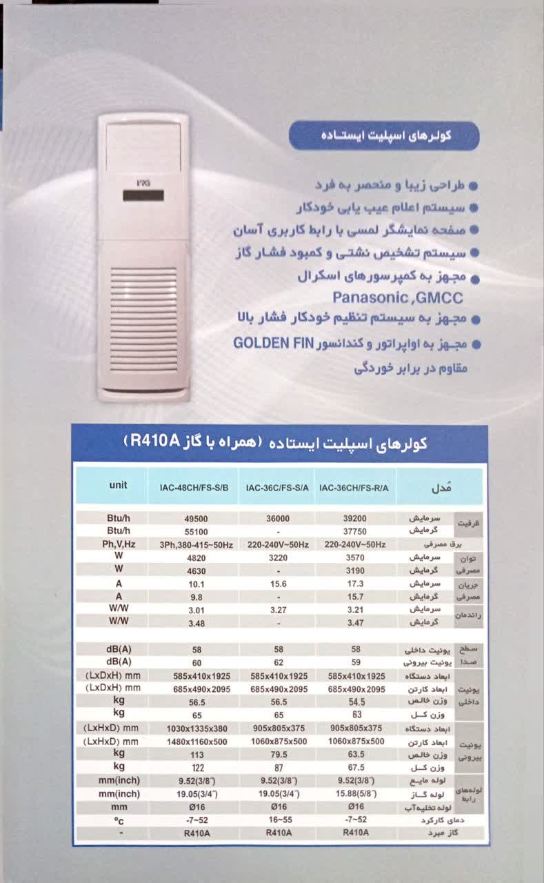 کولر گازی ایستاده ایران رادیاتور