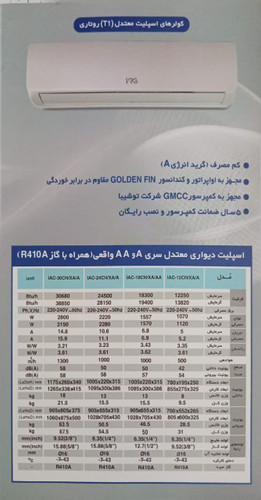 کولر گازی ایران رادیاتور مدل t1 24000